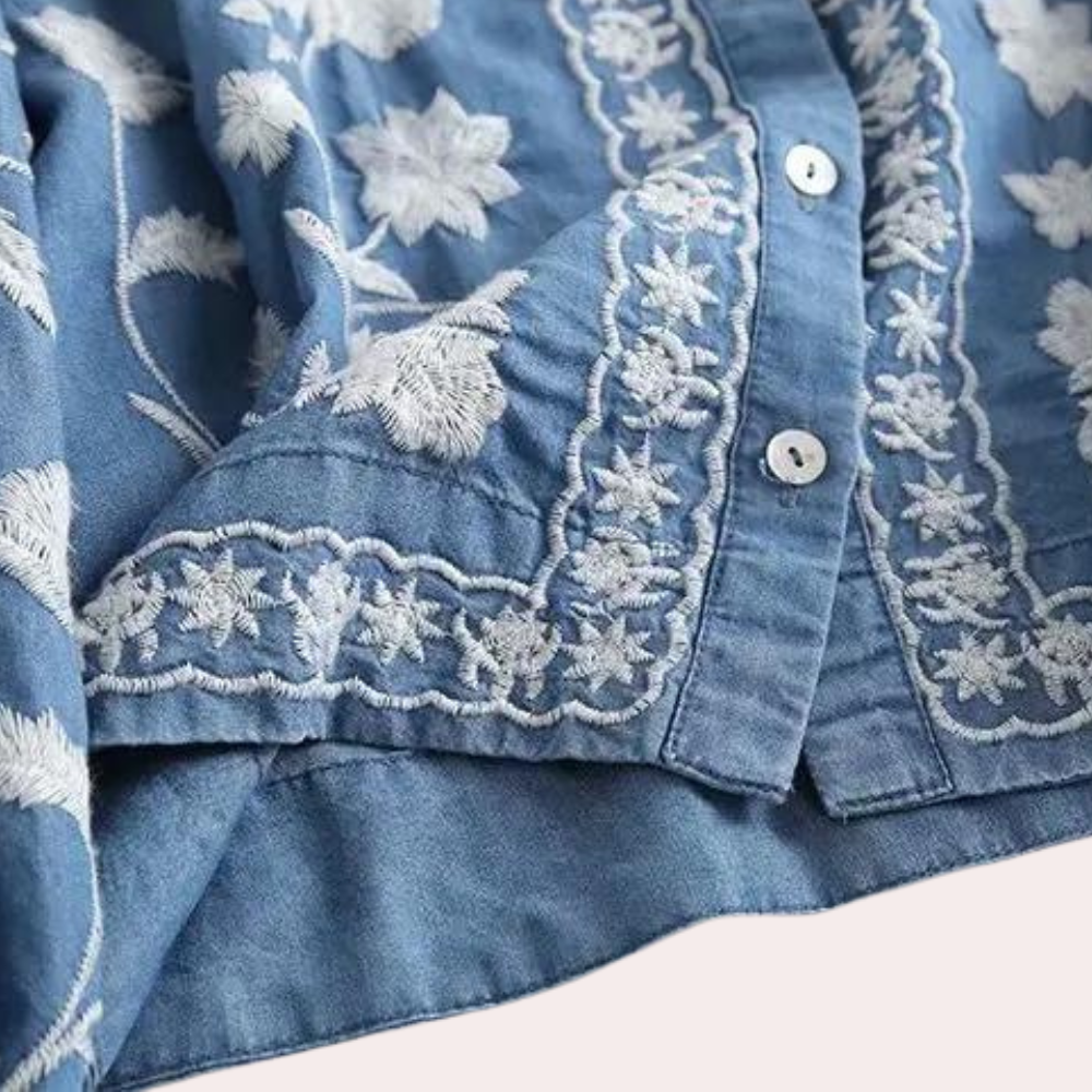 Breanne - Elegante bestickte Damenstrickjacke mit Blumendessin