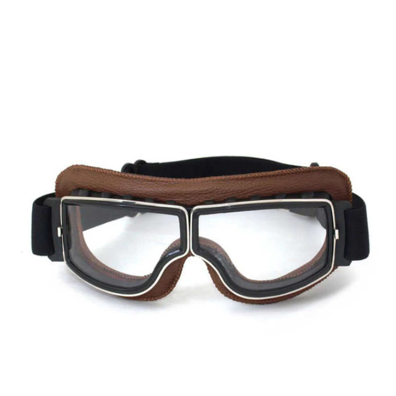 Luke - Retro Chic Vegan Leder Motorradbrille für Herbst in Unisex Surplus
