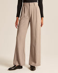 Elegante High-Waist Wide-Leg Hose in Sand mit zeitlosem Business-Look